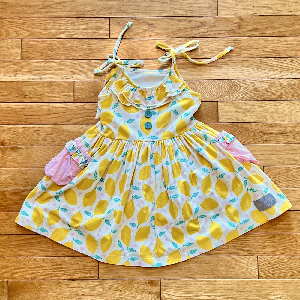 🍋 Sz 4/5 Eleanor Rose darling lemon sundress with the cutest pockets!